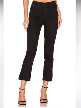 MOTHER The Hustler Ankle Fray Not Guilty Black High Rise Flare Jeans Size 25